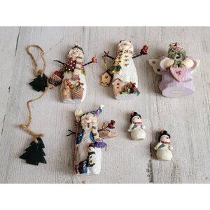 Snowman rustic‎ variety birdhouse apple ornament Xmas set